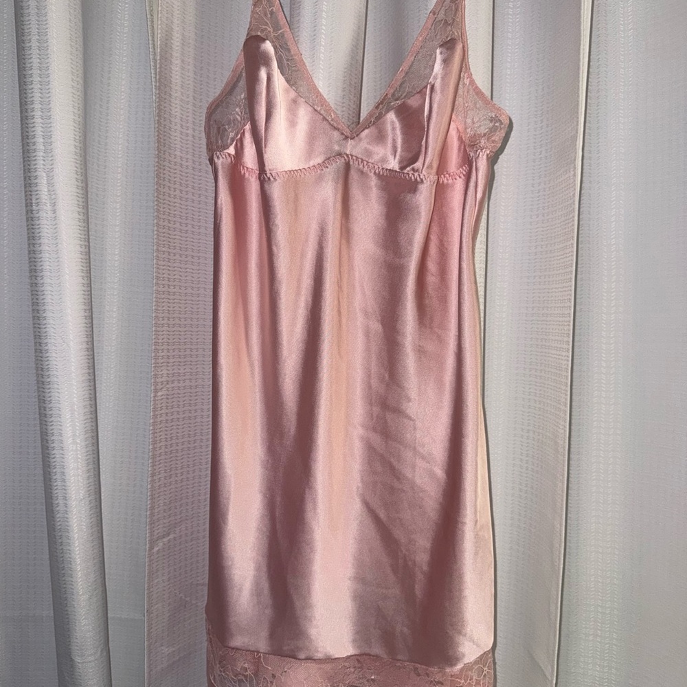 Victoria's Secret Pink Satin Chemise with Lace